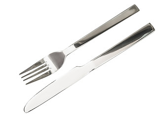 Image showing Isolated fork and knife