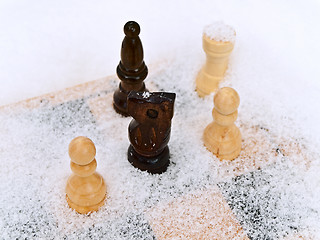Image showing chess in white snow