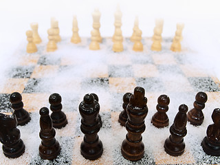 Image showing chessboard in snow