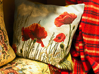 Image showing pillow with poppy