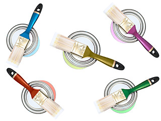 Image showing color cans with bristles