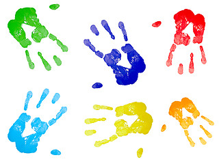 Image showing multicolored hand prints