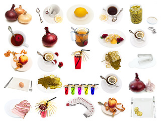 Image showing set from different food and drinks items 