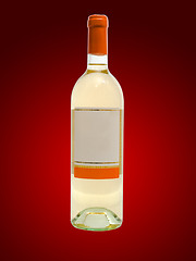 Image showing white wine bottle against red