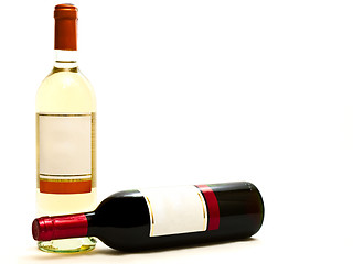 Image showing red and white wine bottles