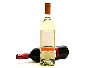 Image showing red and white wine bottles