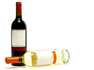 Image showing red and white wine bottles