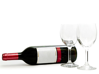Image showing  red wine with wineglasses