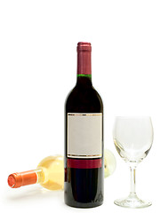 Image showing white and red wine with wineglass