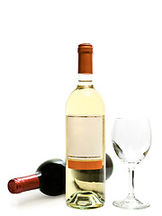 Image showing  white and red wine with wineglass