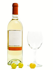 Image showing white wine with wineglass and grape