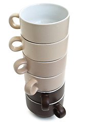 Image showing tower of coffee cups