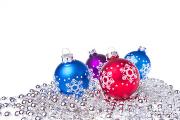 Image showing christmas balls with tinsel