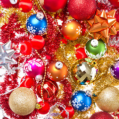 Image showing christmas balls and tinsel