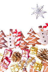 Image showing ginger snowmen with christmas decoration