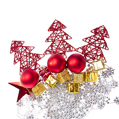 Image showing christmas decoration with trees and balls