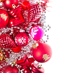 Image showing christmas balls and tinsel