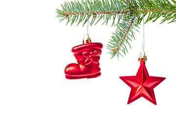 Image showing red christmas decoration on the tree