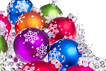 Image showing christmas balls with snowflake symbols