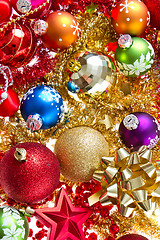 Image showing christmas balls and tinsel