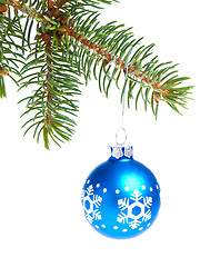 Image showing ball hanging from spruce christmas tree