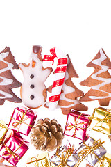 Image showing ginger snowmen with christmas decoration