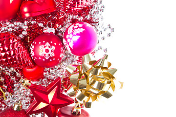 Image showing christmas balls and tinsel