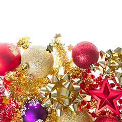 Image showing christmas balls and tinsel