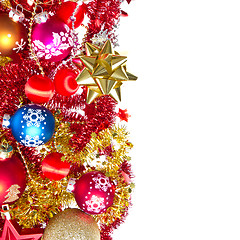 Image showing christmas balls and tinsel