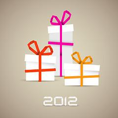 Image showing Simple vector christmas gifts made from paper stripes