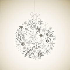 Image showing Vector Christmas ball made from gray simple snowflakes 