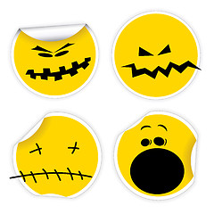 Image showing Set of Halloween yellow smiles labels