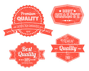 Image showing Old red retro vintage grunge labels