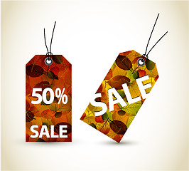 Image showing Set of vector autumn sale tags