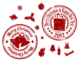 Image showing Red Christmas Vector stamps