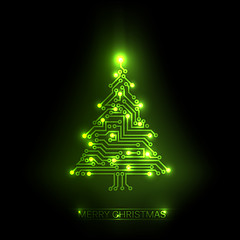 Image showing Vector christmas tree from digital circuit