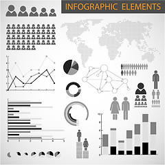 Image showing Vector Black and white set of Infographic elements