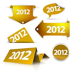 Image showing Vector golden 2012 Labels, stickers, pointers, tags