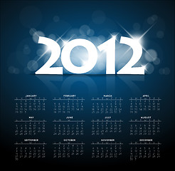 Image showing Blue calendar for the new year 2012 with back light