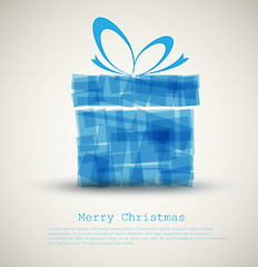 Image showing Simple Christmas card with a blue gift