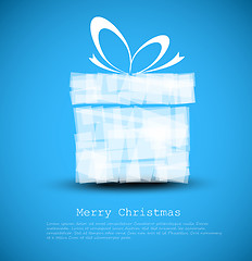 Image showing Simple blue Christmas card with a gift