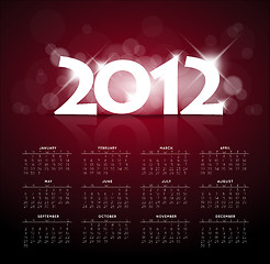 Image showing Red calendar for the new year 2012 with back light