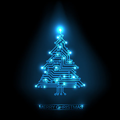 Image showing Vector christmas tree from digital circuit