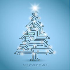 Image showing Vector christmas tree from digital electronic circuit