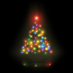 Image showing Vector christmas tree from colorful lights