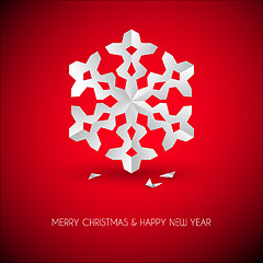 Image showing Vector white paper christmas snowflake