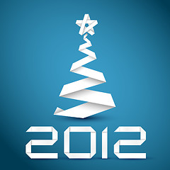 Image showing Simple vector christmas tree made from white paper stripe