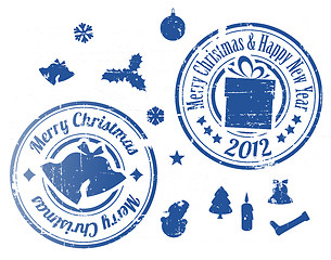 Image showing Blue Christmas Vector stamps