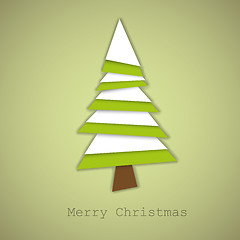 Image showing Simple vector christmas tree made from green and white paper