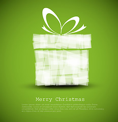 Image showing Simple green Christmas card with a gift